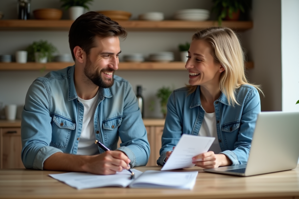 Jeune homme et mère discutent des factures à la maison