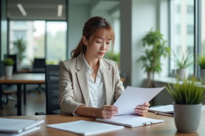 Femme d affaires en réunion dans un bureau moderne