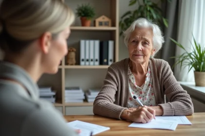 Femme senior et sa fille dans un bureau moderne