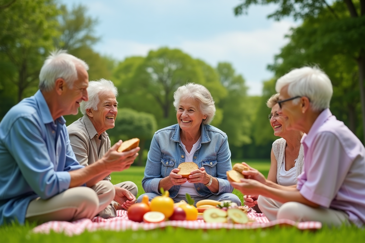 Groupe de seniors profitant d