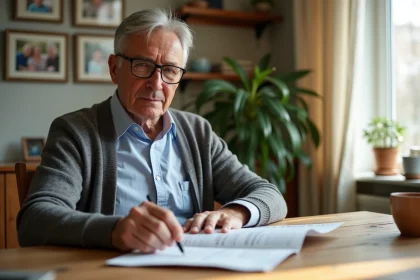 Homme d'environ 60 ans réfléchissant à ses plans de retraite